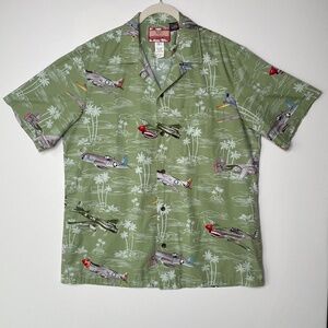 RJC Hawaiian Shirt Vintage Inspired Planes Made in USA Mens Size L